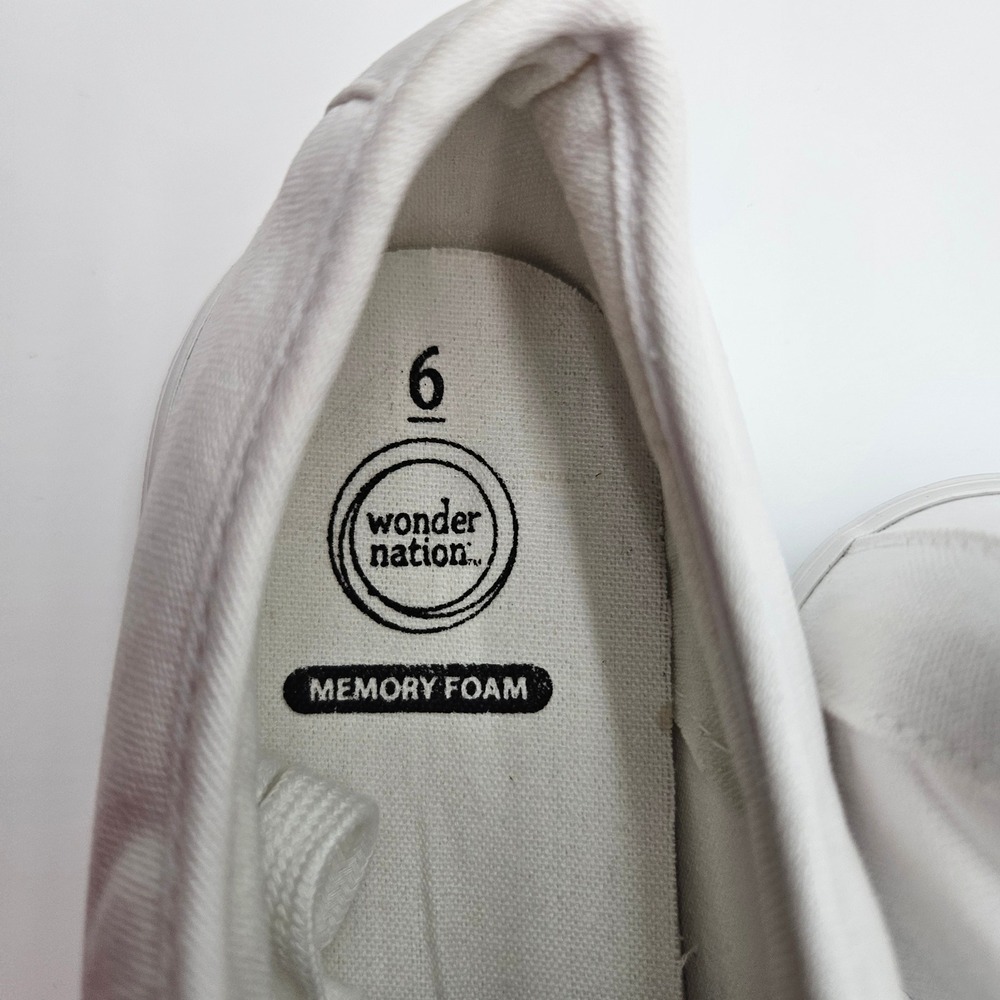 Wonder Nation Kids White Canvas Lace Up Memory Foam Sneakers Size 6 - Picture 5 of 8